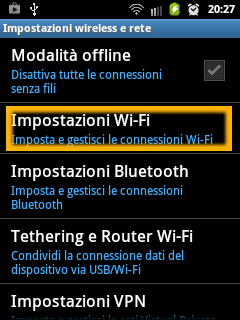 Impostazioni Wi-Fi