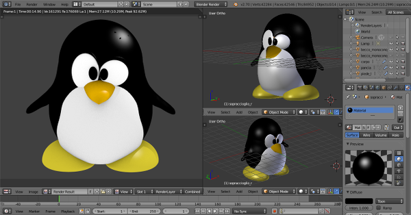 tux 3D con Blender